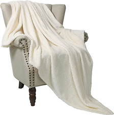 Warm Throw Blanket Waffle Texture Extra Soft Lightweight, 50x70 Off White