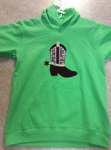 Kellys Kids Boys Green W/Cowboy Boot Sweatshirt/hoodie Size 10 To 12 - Picture 1 of 4