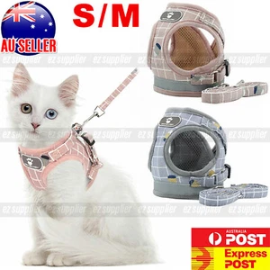 Kitten Dog Cat Walking Harness Lead Leash Collar Pet Vest Mesh Adjustable HOT - Picture 1 of 14