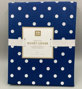 Pottery Barn Teen Kids Dottie Cotton Duvet Cover Navy Blue Twin #7954J - Picture 1 of 6