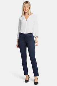 NYDJ Sheri Slim Jeans Size 12 Rinse Dark Blue Denim Slimming Stretch Nip Tuck - Picture 1 of 10