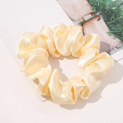 Color Caramelo Suave Sedoso Satén Scrunchie Mujeres Elástico Banda para el Cabello Anillo Cuerda Corbata□ Foto 1 de 4