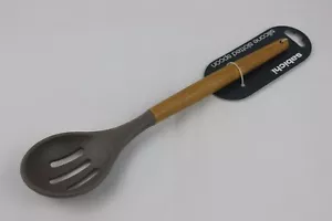 Silicone Utensil Slotted Spoon Wooden Handle Sabichi Kitchen Tool Baking Cooking - Picture 1 of 6