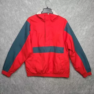 Vintage Eddie Bauer Gore Tex Windbreaker Jacket L Red Pullover Anorak Colorblock - Picture 1 of 7