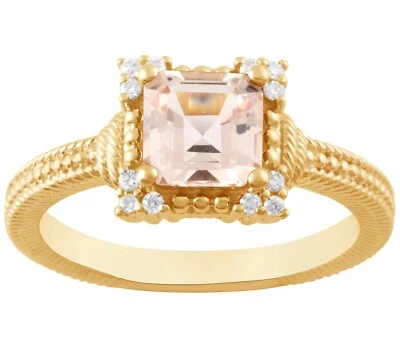 Anillo para mujer Judith Ripka de oro macizo de 14 quilates con morganita y diamantes Foto 1 de 4