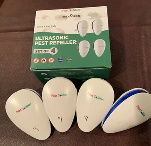 4 PACK COMMANDER ULTRASONIC PEST REPELLERS Easy To Use Plug In Non-Toxic Safe - Picture 1 of 5