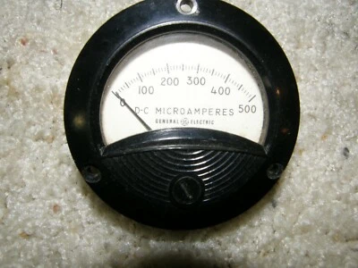 MEDIDOR DE PAINEL ELÉTRICO GE VINTAGE 0-500 DC MICROAMPLIFICADORES - 2" DIÂMETRO - Imagem 1 de 3