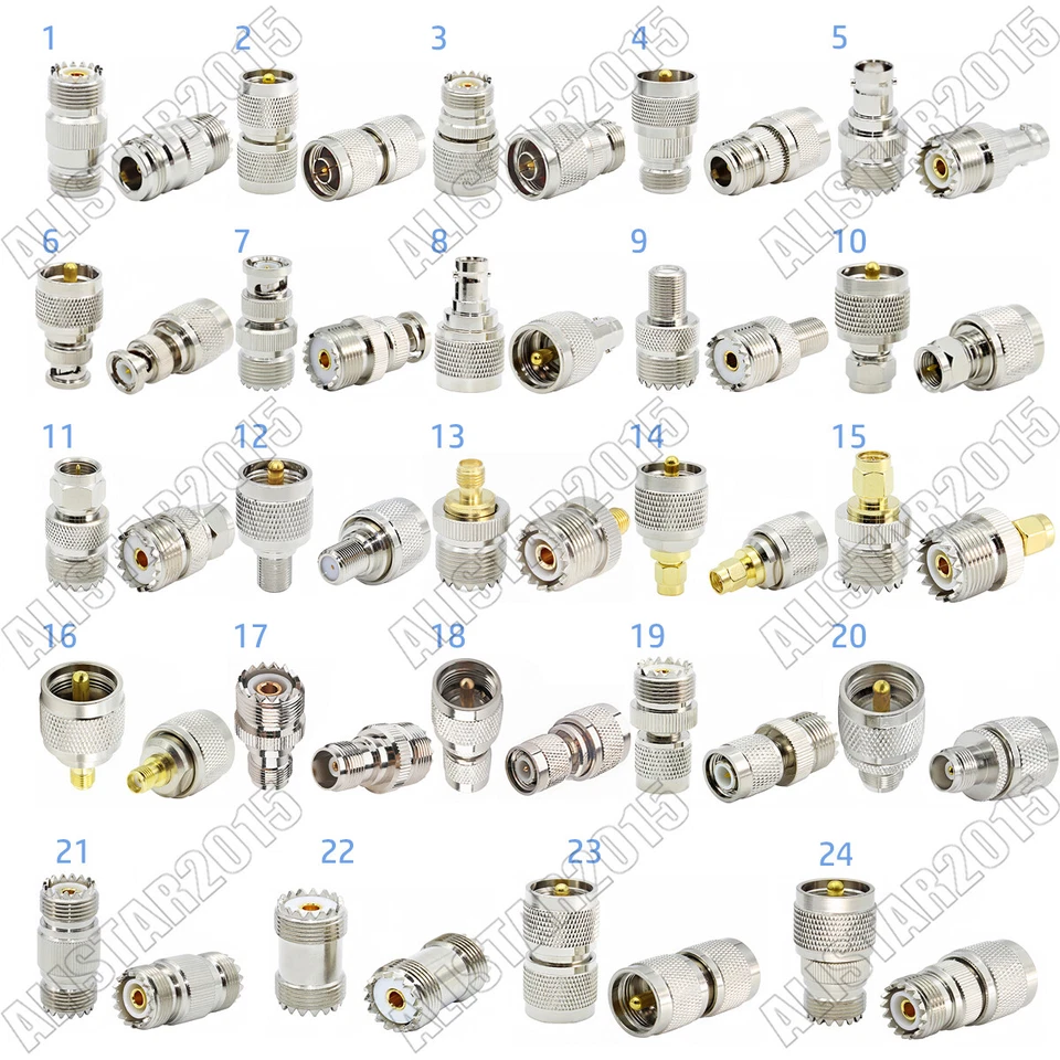 1x PL259 SO239 UHF Male Female to SMA BNC F TNC UHF N Type Plug Jack RF Adapter - Image 1 of 1