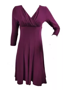 Lauren Ralph Lauren Burgundy empire waist 3/4 sleeves women's Dress Size 2P - Picture 1 of 5