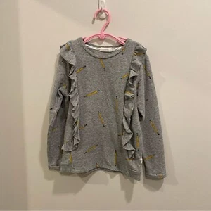 School Pencils Ruffle Sweatshirt by Miles the Label - Size 7 - Picture 1 of 4