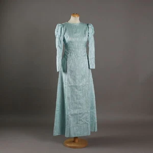 Vintage Dress Green Lamé Fabric UK Size 10 Italy 1960s-1970s Original - Picture 1 of 6