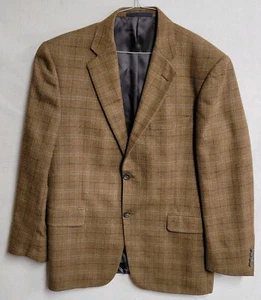 Burberry London Mens Blazer Jacket Bond Street Wool Plaid Brown Classic USA  - Picture 1 of 11