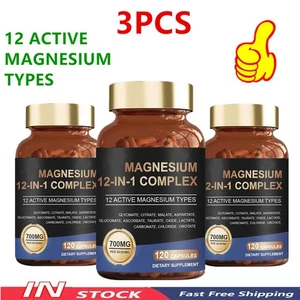 3PCS Magnesium 12 in 1 Complex Magnesiums Glycinate Citrate Malate L-Threonate` - Picture 1 of 12