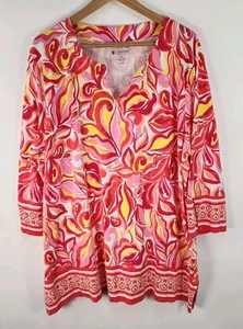 Coolibar St Lucia Tunic Top Womens 2X UPF 50+ Pink Orange Paisley Beach Resort - Picture 1 of 10