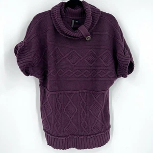 Nine West Chunky Knit Sweater large Purple 100% cotton cable knit - Picture 1 of 7