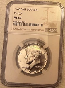1966 SMS Kennedy Mint Error Variety DDO FS-103 NGC MS67 Beautiful Silver  - Picture 1 of 2