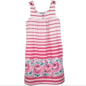 Vintage Coffee Time House Dress Sleeveless Pink Blue Floral Pockets Size Medium - Picture 1 of 10