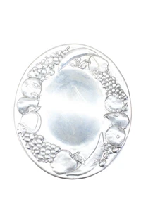 Wilton Armetale Metal Harvest Fruit Motif Oval Serving Platter Tray Silver 14"L - Picture 1 of 6