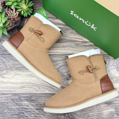 NUEVO EN CAJA Sanuk Acozy Vibe Surf Check SL Botas Botines 7 38 Tostado  Foto 1 de 4