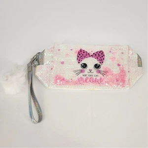 Holographic White "Very Cute Cat Meow" Makeup Bag – New - Picture 1 of 3