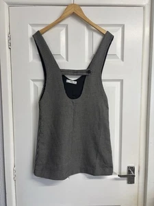 Mango Black White V-neck Sleeveless Pinafore Check Short Dress Size S - Picture 1 of 3