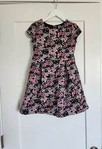 Janie And Jack Girls Dress Short Sleeve Navy Pink Floral Sz 8 Worn Once - Picture 1 of 3