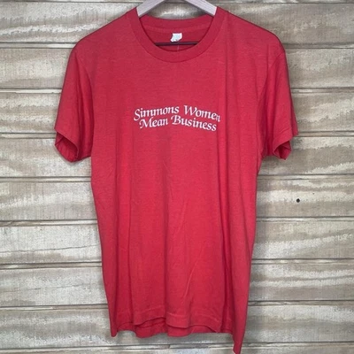 Camiseta vintage años 80 Screen Stars Simmons University para mujer talla: grande Foto 1 de 4