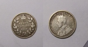 SILVER! 1913 CANADA SMALL LEAVES SILVER DIME VERY GOOD CONDITION #561-36 - Picture 1 of 1