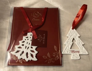 2 LENOX durchbohrter Weihnachtsbaum Anhänger Charm Porzellan Ornament - Bild 1 von 7