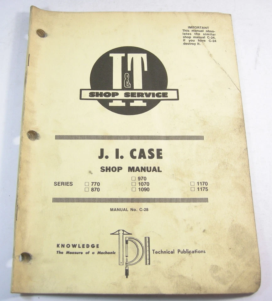 CASE I & T 770 870 970 1070 1090 1170 1175 Tractor Service Shop Repair Manual - Image 1 of 4