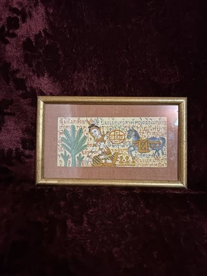 Pintura en miniatura estilo manuscrito tailandés vintage - escena budista pintada a mano Foto 1 de 4