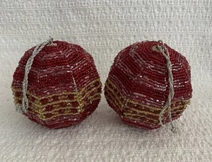 Vintage Pier 1 Borgogna Oro Semi Perline Telaio Metallo Ottagonale Ornamenti Natalizi - Foto 1 di 15