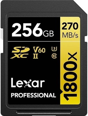 Lexar Gold Series Professional 1800x 256GB UHS-II U3 SDXC Memory Card - Image 1 of 4