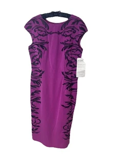 Ashro Damen ärmelloses Kleid Größe 12 lila, schwarze Stickerei, gefüttert Neu mit Etikett - Bild 1 von 9