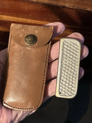 Vintage 3” Lap Steel Dobro Hawaiian Guitar Slide  w/ Pebbled Grip in Pouch - Image 1 of 4