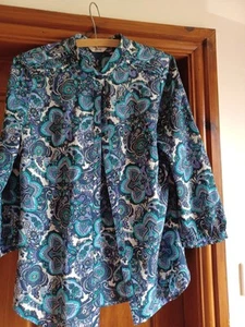 M&S Classic Damen Gr. 8 Rundhalsausschnitt durchgeknöpft Paisley Print Bluse - Bild 1 von 11
