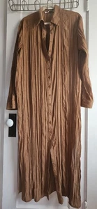 NWOT ASTR THE LABEL brown wrinkled shirt dress woman Sz XL long sleeves - Picture 1 of 11