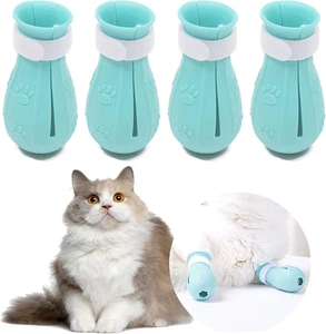 4 Piezas Botas de Gato Solo para Gatos Cubiertas de Pata Protectores Garras Zapatos Patas Herida Bota S - Imagen 1 de 12