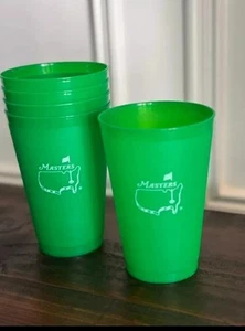 New! GREEN UNDATED LARGE 2025 Masters Golf Drink Cup Collectible set of 4 - Picture 1 of 2