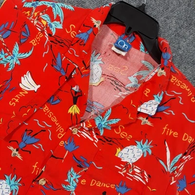 Vintage Ocean Pacific Shirt Mens Large Red Hawaiian Fire Dance Pineapple USA - Image 1 of 4