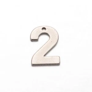 11x7.5mm Stainless Steel Number 2 Charms - Picture 1 of 7