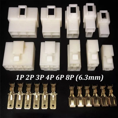 Male Female 1 2 3 4 6 8 Pin Plug Cable 6.3mm Terminal Electrical Wire Connector - Image 1 of 4