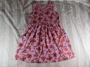 Hanna Andersson 130 8 Years Cotton Sleeveless Pink Poppy Dress Floral Pockets - Picture 1 of 9