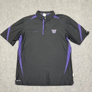 Nike Washington Huskies Polo Mens Sz M Dri Fit NCAA Golf Stretch Performance - Picture 1 of 11