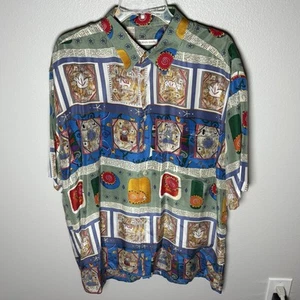 Burma Bibas Mens Hawaiian Aloha Shirt XL Lightweight Silk Camp Abstract Print - Bild 1 von 10