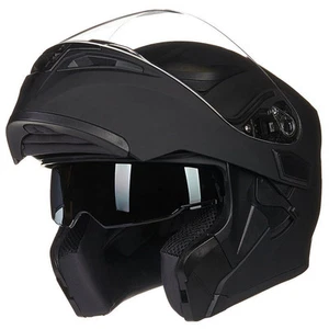 ILM Refurbished Black Full Face Modular Motorcycle Helmet Winter Dual Visor DOT - Picture 1 of 20