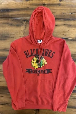 Sudadera con capucha Chicago Blackhawks Majestic para hombre talla mediana Foto 1 de 3