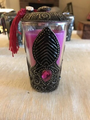 Moroccan Tea Cup Candle Traditional Handmade glass and metal embossed - Image 1 of 4