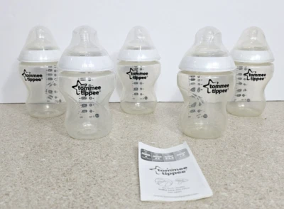 Tommee Tippee Baby Bottle Closer To Nature Slow Flow 9oz 0+M -- 5 Bottles No Box - Image 1 of 4