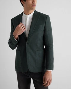 NEW EXPRESS $278 EMERALD GREEN SLIM LINEN SUIT JACKET SZ 42R - Picture 1 of 5